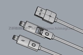 苹果安卓两用数据线充电线外观模型素材-3D模型下载 
