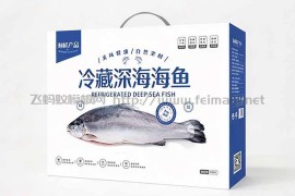 冷藏深海海鱼包装盒-礼盒包装设计平面展开图--PSD格式