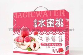 新鲜水蜜桃包装盒-礼盒包装设计平面展开图--PSD格式