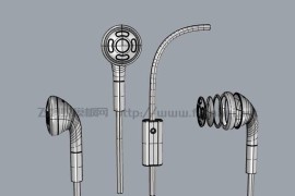 有线耳机素材-3D模型下载 