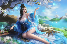女人 电子游戏角色 亚洲 水 电子游戏艺术 鲜花 电子游戏 花瓣 树木 电脑壁纸 4K壁纸