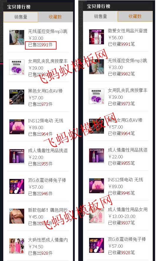 高仿淘宝左侧栏的宝贝销售排行/收藏数排行模块代码装修教程