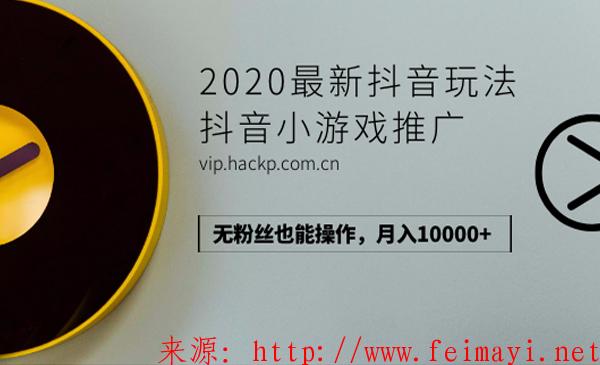 2020最新抖音玩法教程：抖音小游戏推广，无粉丝也能操作，月入10000+