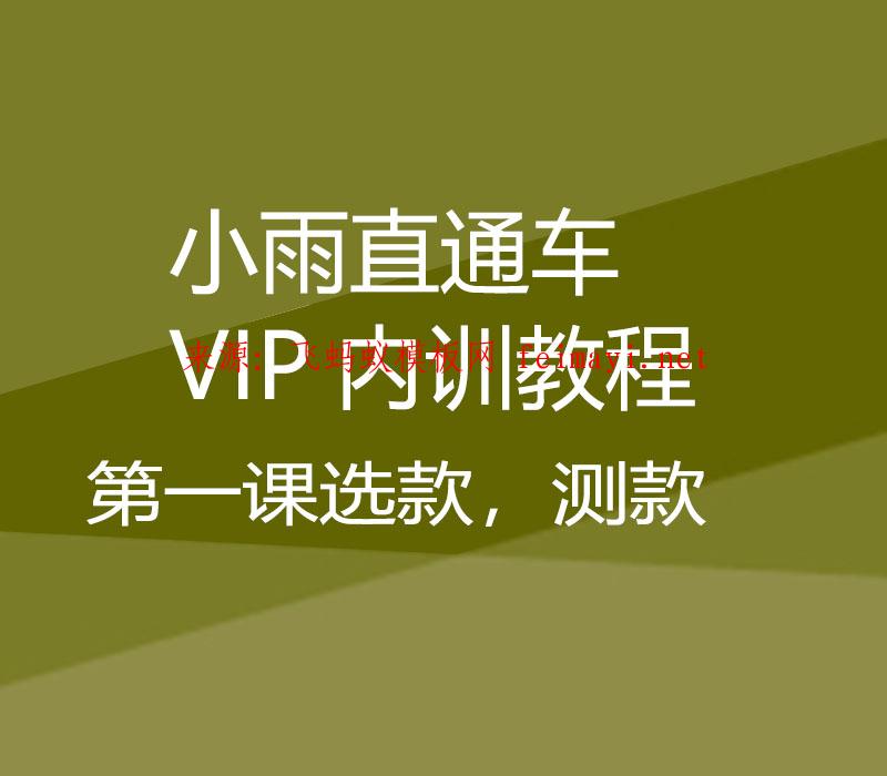 2021年小雨直通车VIP内训教程-第一课选款，测款 