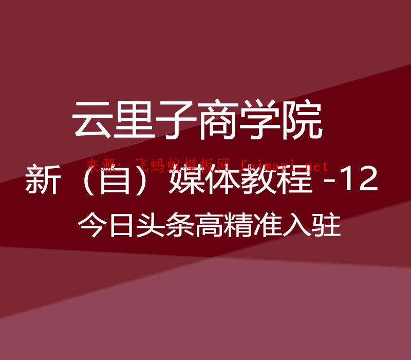 2021云里子商学院-新（自）媒体教程-12-今日头条高精准入驻 