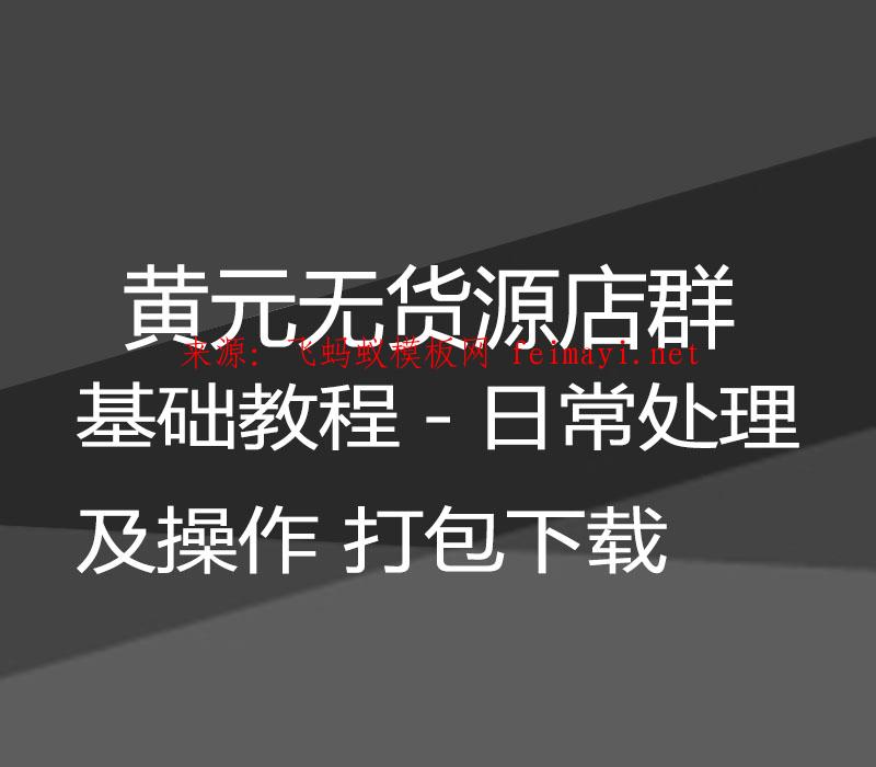 2021黄元无货源店群-第二章 基础教程-日常处理及操作 打包下载