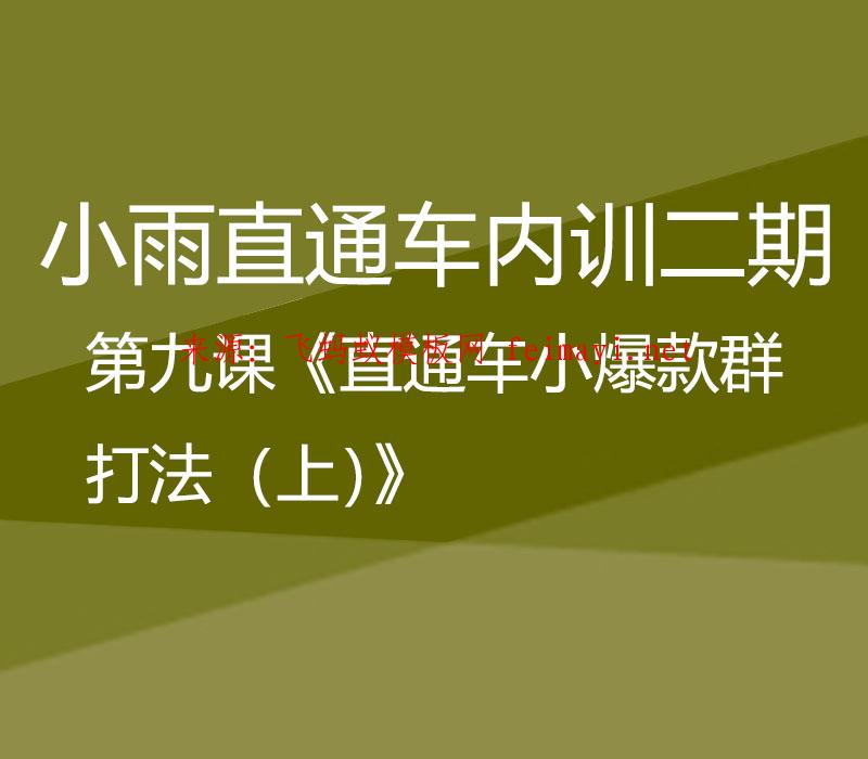 小雨直通车内训二期第九课《直通车小爆款群打法（上）》