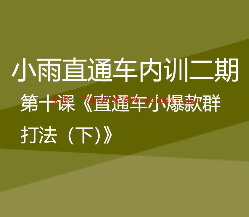 小雨直通车内训二期第十课《直通车小爆款群打法（下）》