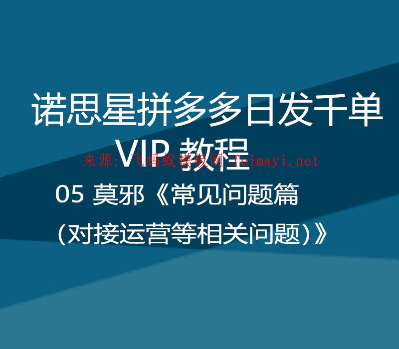 诺思星拼多多日发千单VIP教程 05 莫邪《常见问题篇（对接运营等相关问题）》 