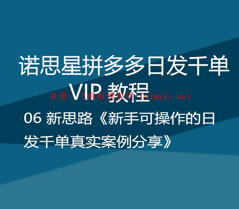 诺思星拼多多日发千单VIP教程 06 新思路《新手可操作的日发千单真实案例分享》 