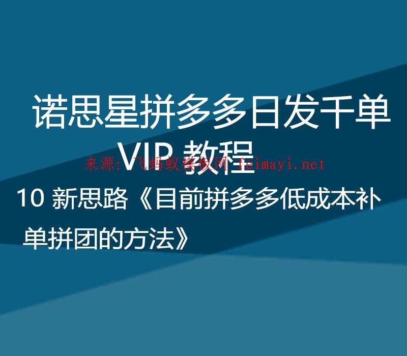 诺思星拼多多日发千单VIP教程 10 新思路《目前拼多多低成本补单拼团的方法》 