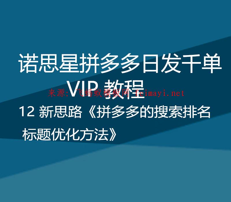 诺思星拼多多日发千单VIP教程 12 新思路《拼多多的搜索排名标题优化方法》