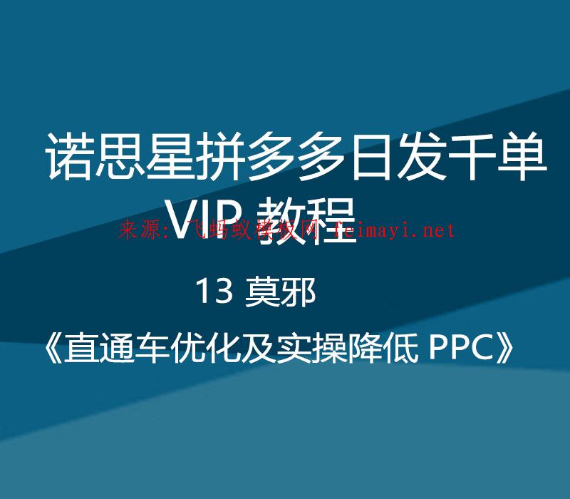 诺思星拼多多教程日发千单VIP教程 13 莫邪《直通车优化及实操降低PPC》