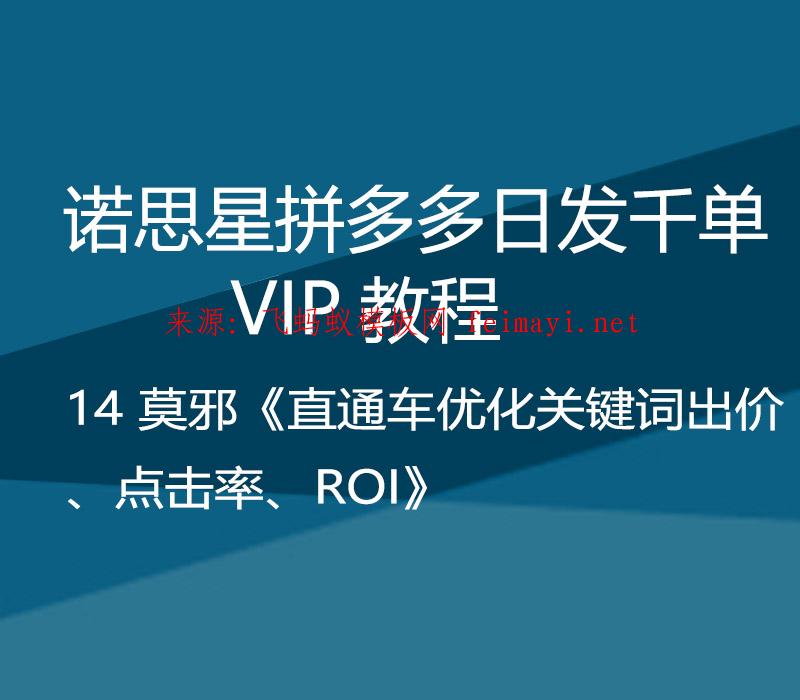 诺思星拼多多教程日发千单VIP教程 14 莫邪《直通车优化关键词出价、点击率、ROI》 