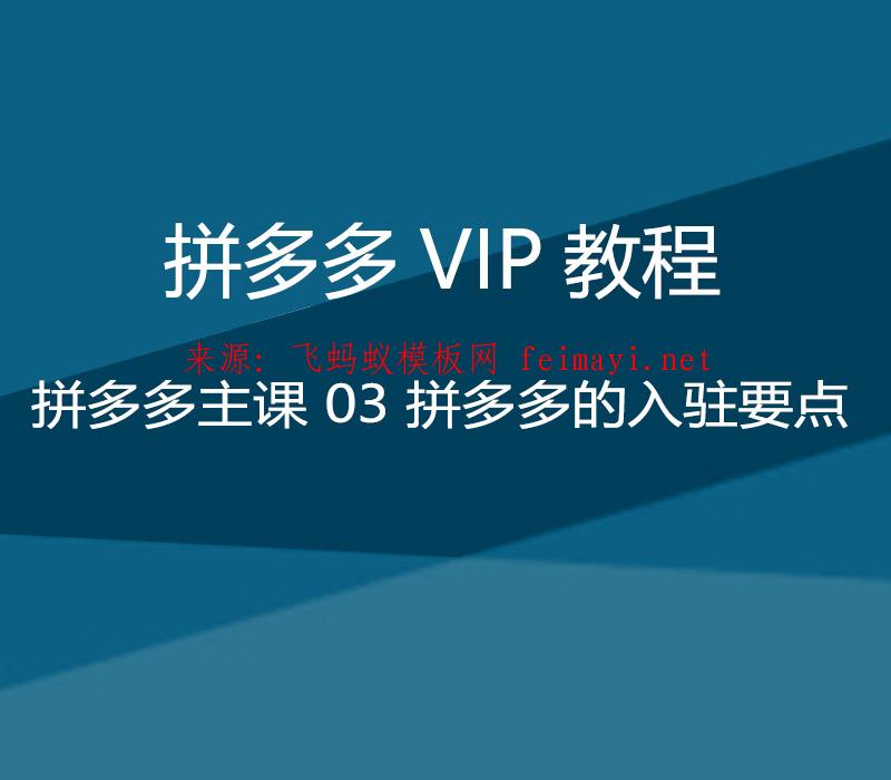 拼多多VIP教程 拼多多主课 03 拼多多的入驻要点 