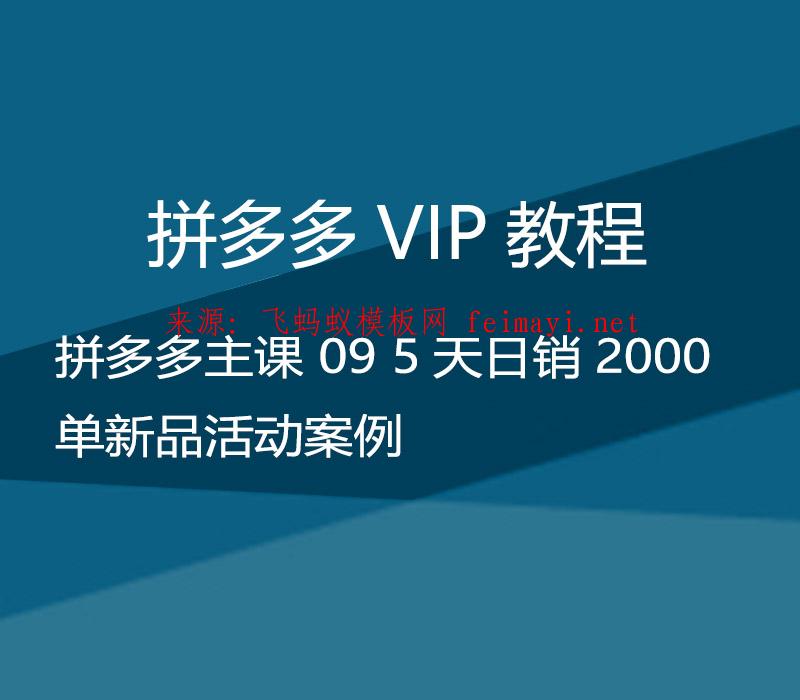 拼多多VIP教程 拼多多主课培训教程 09 5天日销2000单新品活动案例 