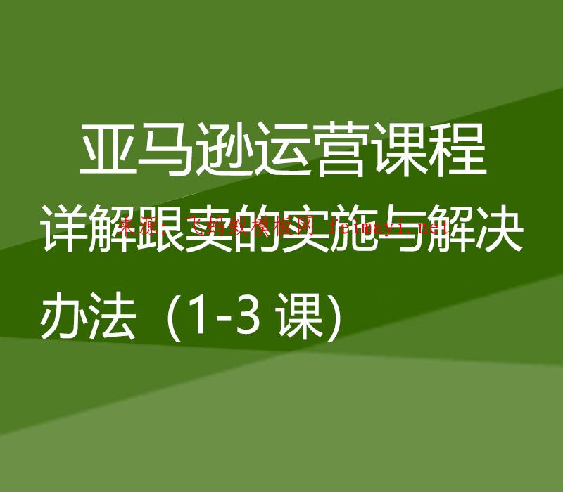 培训视频亚马逊运营课程Amazon：详解跟卖的实施与解决办法（1-3课） 