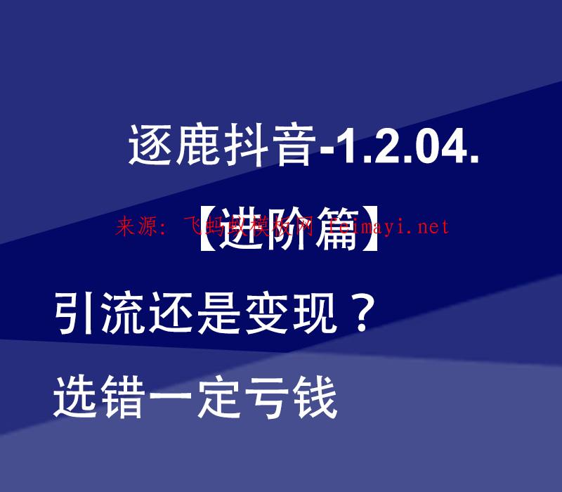 逐鹿抖音视频教程-1.2.04.【进阶篇】引流还是变现？选错一定亏钱 