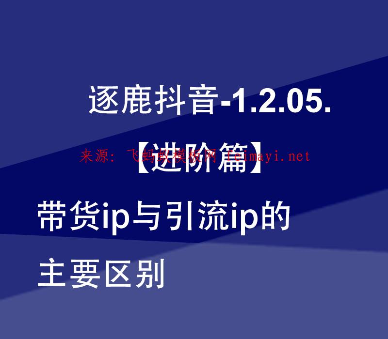 逐鹿抖音视频教程-1.2.05.【进阶篇】带货ip与引流ip的主要区别 