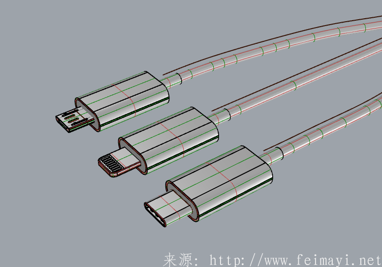3合1数据线模型下载 3合1数据线模型下载