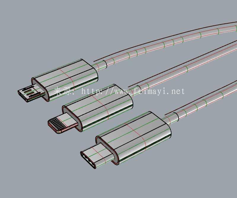 3合1数据线模型下载 